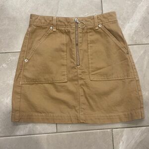 Topshop Y2k Zip Up Tan Skirt